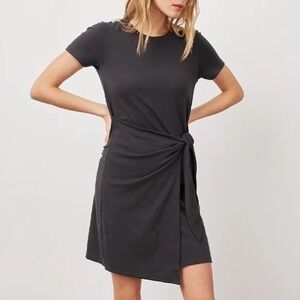 ANTHROPOLOGIE Dolan Left Coast Tied Knot T Shirt Dress in Black Size XS